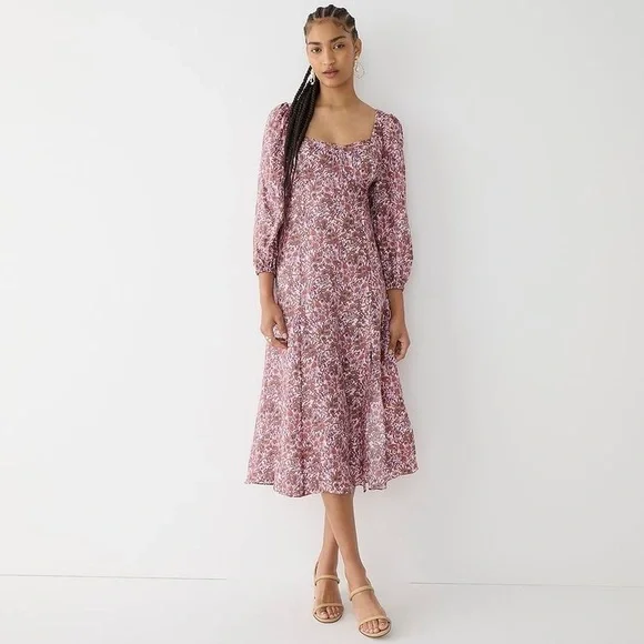 j crew floral midi dress Wave Maxi Dress In Blurred Floral Cotton Voile For Women